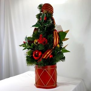 Decorated Christmas Tree in Drum Base